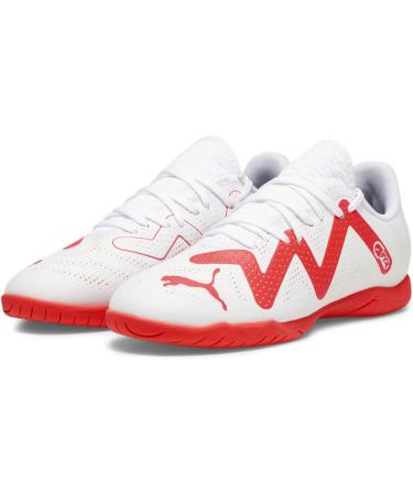 PUMA Unisex Kids Future Play It Jr Football Shoe - 37 EU White & Fire Orchid | International Shipping Available - Buy Online on GoSupps.com