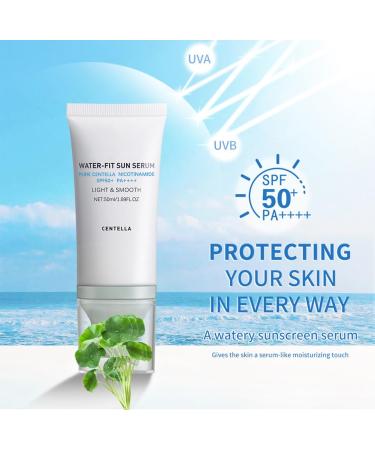 2 Pcs Centella Sunscreen Light & Hydrating Centella SPF50 Water-Fit Sun Serum for All Skin Type and UV Defense. 2 Pcs-Blue - Buy Online on GoSupps.com