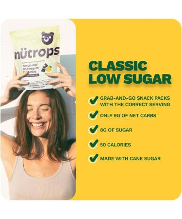 Nutrops Lions Mane Mushroom Gummies for adults Functional Nootropics Herbal Brain Supplement for Energy Brain Health Cognitive Memory & Focus Reishi Chaga Cordyceps Coriolus 28 daily Packs Low Sugar - Buy Online on GoSupps.com