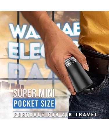 Pocket Size Washable Electric Razor for Men - Cordless Rechargeable Mini Shaver (Black) | Ideal Travel Solution - Buy Online on GoSupps.com