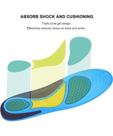 Cushioned Gel Insoles for Men - Relieve Foot Pain, Arch Support, Reduce Muscle Fatigue - Dark Blue (1 Pair, Size 8-14) - Buy Online on GoSupps.com