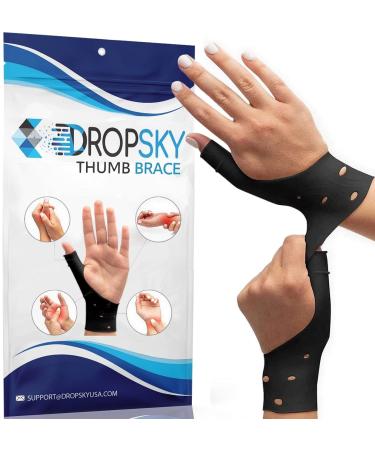 DropSky [4 Pieces] Gel Wrist Thumb Support Braces Soft Waterproof, Relief Pain Carpal Tunnel, Arthritis Thumb, Fits Both Hands, Lightweight, Therapy Rubber-Latex, Stabilizer Support (Black)