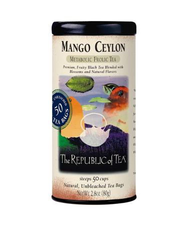 The Republic of Tea  Mango Ceylon Black Tea Metabolic Frolic Tea 50 Tea Bag Tin 50 Count (Pack of 1) - Buy Online on GoSupps.com