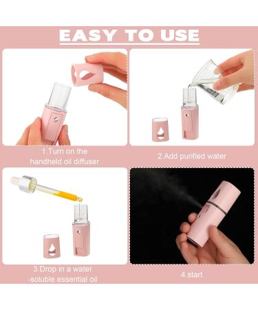 Buy Hortsun Handheld Personal Diffuser - 8 Piece Portable Essential Oil Aromatherapy Diffuser for Office Travel & Car - USB Powered White & Pink - Buy Online on GoSupps.com