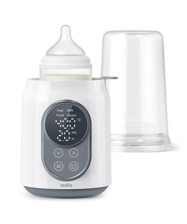 Nuliie Baby Bottle Warmer 6-in-1 with Digital LCD Timer Smart Temperature Control and Automatic Shut-Off Food Warmer&Defrost BPA-Free Warmer for Breastmilk or Formula White