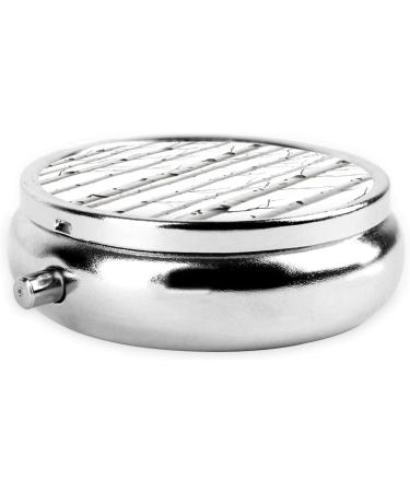 Birch Tree Round Pill Box - 3 Compartment Mini Decorative Travel Organizer for Vitamins & Medication - Buy Online on GoSupps.com