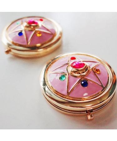 Asotagi Portable Crystal Star Makeup Mirror | Foldable Double Mirror | Anime Compact Mirror Gift - Buy Online on GoSupps.com