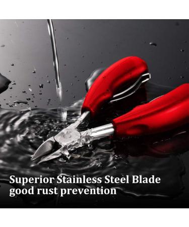 Stainless Steel Toenail Clippers & Scissors Set with Non-Slip Handle - Precision Trimmer for Thick or Ingrown Nails (Red) - Buy Online on GoSupps.com