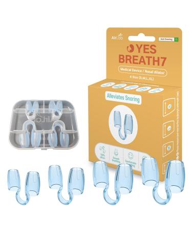 YES BREATH7 Anti Snoring Nose Clip Effective Stop Snoring Devices Solution for Men Women Snore Stopper Better Sleep 4 Count(S M L XL) in a Pack (Adult Size) Adult Size (S M L XL)