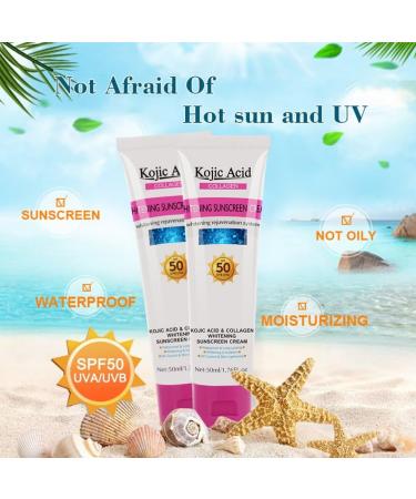 Relief Sun Organic Sunscreen SPF50 - Lightweight Oil-Free Kojic Acid & Collagen Face Cream for Acne Prone Skin - Non-Greasy Moisturizer for Face & Body (50ml - Buy Online on GoSupps.com