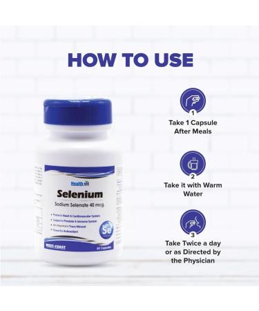 Selenium 40mcg - Important Trace Mineral Powder Antioxidant Immune System Booster |Promote Heart Health Vegan & Non-GMO -60 Capsules - Buy Online on GoSupps.com