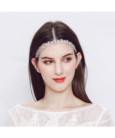 Rose Gold Crystal Wedding Headband - Bridal Hairpiece for Bride & Bridesmaid | Hair Vine with Champagne Ribbon - Buy Online on GoSupps.com