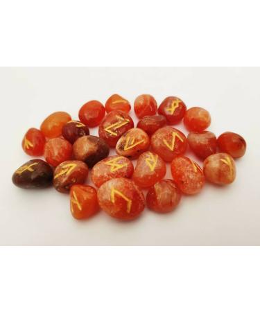 Sharvgun Lot de 25 pierres runiques en cornaline rouge avec tableau en bois MDF runique grav lettrage symbolique pa en velours noir/rouge pochette incluse bo te cadeau