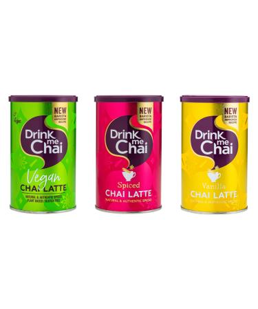 Shoreside Store Drink Me Chai NEW Improved Barista Recipe Multipack - Spiced Chai Latter Vanilla Chai Latte and Vegan Chai Latte - Discount Savings