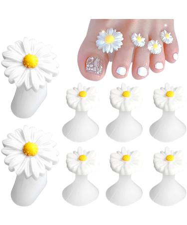 8pcs Toe Separators Daisy Silicone Manicure Toe Separator Pedicure for Nail Polish Nail Art DIY - White
