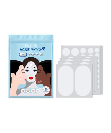 ikasus Acne Patch Pimple Patch 5 Sizes 80 Patches Acne Absorbing Cover Patch Hydrocolloid Invisible Acne Patches For Face Zit Patch Acne Dots with Tea Tree & Calendula Oil for Face Chin or Body