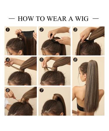 Oefei 24-Inch Black Long Straight Synthetic Ponytail Extension with Velcro Fastener Natural Braid Hairpiece for Women - Buy Online on GoSupps.com