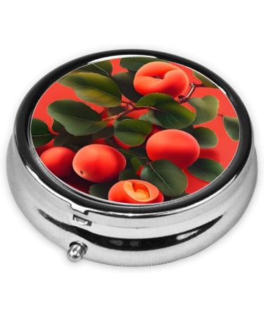 Red Apricot Round Pill Box Organizer - 3 Compartment Travel Pill Box for Easy Medication Storage - Buy Online on GoSupps.com