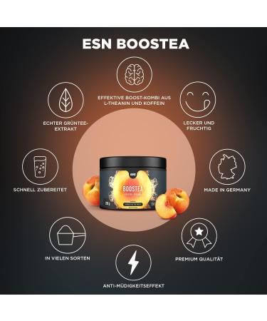 Buy ESN BOOSTEA Infused Ice Tea Peach - Caffeine L-Theanine & Green Tea Extract | 200g - 100 Portions - Made in Germany - International Shipping - Buy Online on GoSupps.com