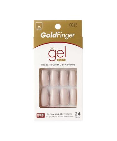 GoldFinger Full Cover Nails Press On 24 Nails Long Length Glue On False Nails