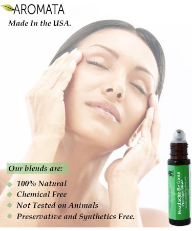 Aromata Headache Be Gone Roll-On - Natural Relief for Headaches, Migraines, Sinus - Therapeutic-Grade Essential Oil Blend - 10ml - Buy Online on GoSupps.com