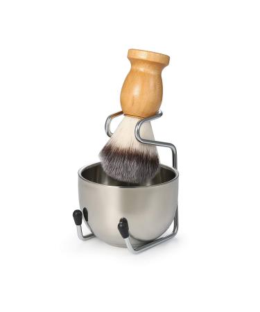 Shaving Brush Set Stainless Steel Razor and Brush Stand Soap Dish and Shaving Brush Gift Shaving Sets for Men