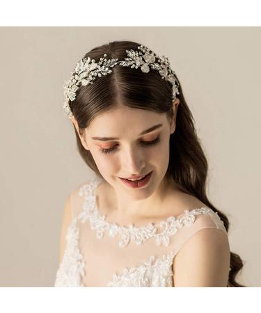 HONGMEI Bridal Headpiecees for Wedding Hair Accessories for Brides Rhinestone Wedding Headband for Women and Girls