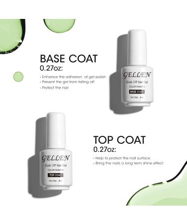 GELLEN Gel Base and Top Coat | No Wipe UV Gel Nail Polish | Long Lasting Clear Glossy Finish for Salon & Home Use - Soak Off International Shipping - Buy Online on GoSupps.com