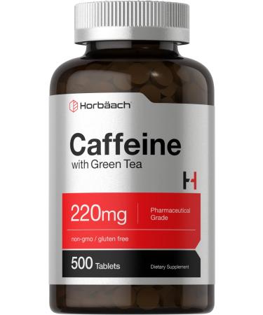 Caffeine Pills 200mg with Green Tea | 500 Tablets | Vegetarian, Non-GMO & Gluten Free | by Horbaach - Buy Online on GoSupps.com