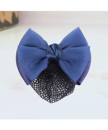 Bowknot Snood Net Barrette Hair Clip Bow Bun Cover Elastic Women Lady Hair Accessories Decor (Dark Blue) - Buy Online on GoSupps.com