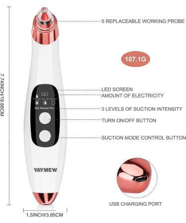 2022 Upgraded Blackhead Remover Pore Vacuum Kit | Facial Pore Cleaner Electric Acne Extractor Tool with 6 Probes | USB Rechargeable | For Women & Men | Suitable for Oil, Dry, and Mixed Skin - Buy Online on GoSupps.com