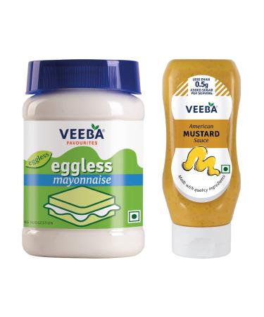 Veeba American Mustard Sauce,300g and Eggless Mayonnaise,250g - Pack of 2