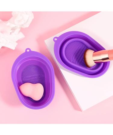 DUcare Silicone Makeup Brush Cleansing Pad | Large Bowl | Adjustable & Foldable | Purple - Buy Online on GoSupps.com