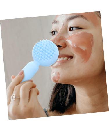 Ipetboom Silicone Face Brush Face Washing Brush Facial Exfoliator Scrubber Hand Scrubber Silicone Facial Scrubber Exfoliating Brush Exfoliate for Face Scrubber Manual 3D Cleanser Silica Gel 11x5cm Sky-blue - Buy Online on GoSupps.com