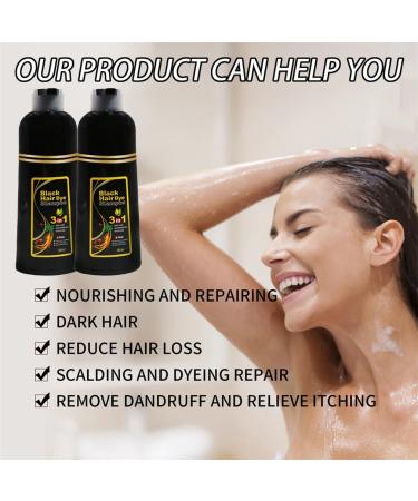  HADAVAKA 500 ml Black Hair Dye Shampoo Instant Hair Colouring Semi-Permanent Hair Dye 3-In-1 Shampoo For Men and Women Restore Hai - Buy Online on GoSupps.com