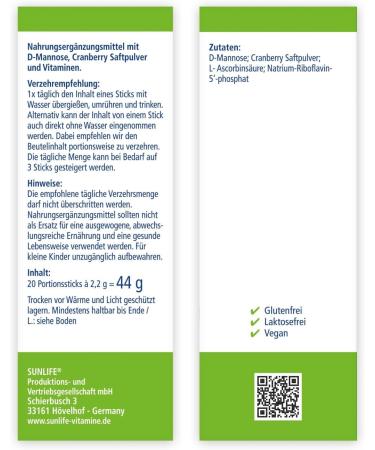 Sunlife D-Mannose Sticks - Fast-Acting Urinary Support | Shop Internationally - Buy Online on GoSupps.com