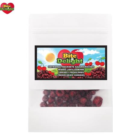  Bite & Delight Bite & Delight 200g Freeze-Dried Cherries - Sweet Crunchy and Healthy - Ideal Snack for a No Added Sugar Diet - Doypack - Buy Online on GoSupps.com