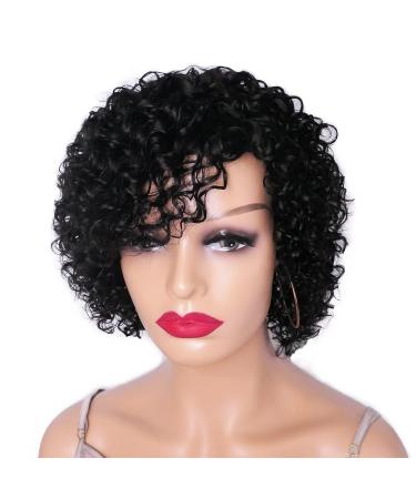 Velicoo 10 Short Kinky Curly Brazilian Human Hair Wig for Black Women - Natural Color - Buy Online on GoSupps.com