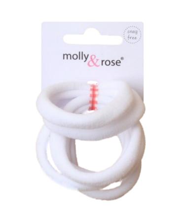 Set of 6 White Soft Jersey Endless Hair Elastics Bobbles Bands by Pritties Accessories 1 6 pieces (1 pack)