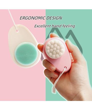 3Pcs Upgraded 2-in-1 Facial Cleansing Brush Set for Cleansing and Exfoliating - Pink, Green, White - Buy Online on GoSupps.com