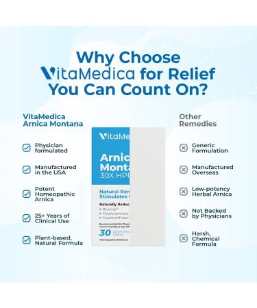 VitaMedica Arnica Montana 30X HPUS Tablets | Homeopathic | Made in USA | Plant Based | 2 Pack Bundle - 60 Count Each | 5 Day Supply - Buy Online on GoSupps.com