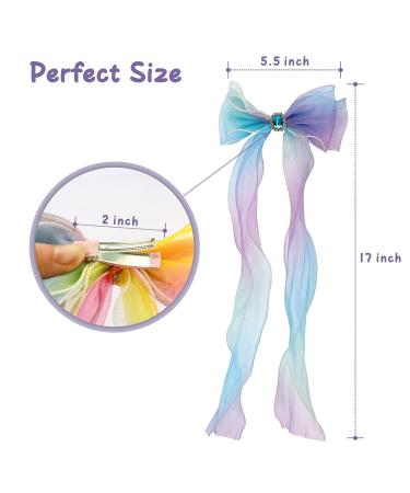 Little World Bow Hair Clips - Set of 4 Colorful Ribbon Hair Bows for Girls and Women | 13 inch Lace Clip Hair Accessories - Buy Online on GoSupps.com