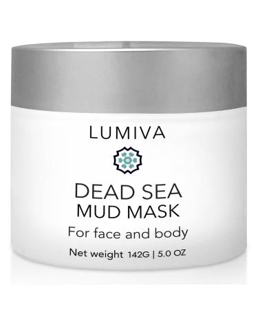 Lumiva Dead Sea Mud Mask for Face and Body - Spa Quality Pore Facial Cleansing Clay for Acne Blackheads & Oily Skin Natural Skincare for Women Men - Tightens Skin with Collagen - 142g/5Oz