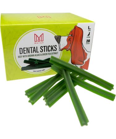 Mersjo Dental Dog Sticks - Grain-Free Sugar-Free Treats for Large Dogs (28 Pieces) | Healthy Snacks that Freshen Breath & Support Dental Health - Buy Online on GoSupps.com