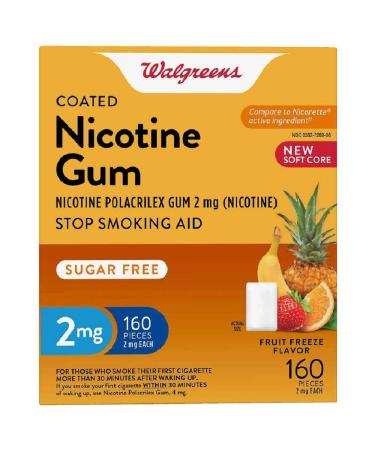 Walgreens Fruit flavor Coated 2 mg Nicotine Sugar Free Gum 160 Pieces