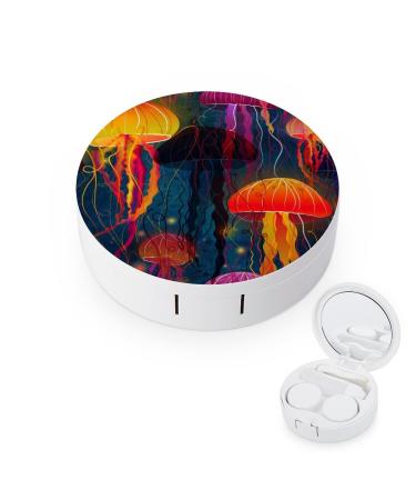 Jellies on Blue Round Case For Contact Lens Kit Storage Box with Mirror Printed