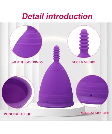 M Muncaso Menstrual Cup 2-Pack | Soft & Flexible Medical Silicone Reusable Menstruation Cup - Purple - Buy Online on GoSupps.com