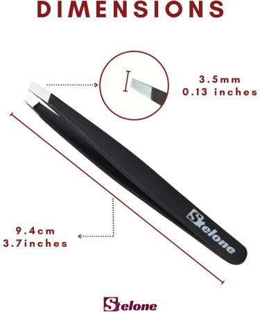 Stelone Slant Tip Stainless Steel Eyebrow Tweezers for Women & Men - Precision Brow Grooming Tool for Facial and Ingrown Hair Removal (Black) - Buy Online on GoSupps.com
