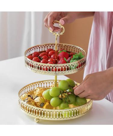 Friut Bowl European Double Layer Fruit Bowl Kitchen Home Detachable Metal Cake Stand Decorative Dessert Holder Round Fruit Basket Fruit Plate (Color : B) - Buy Online on GoSupps.com