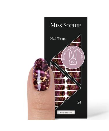 Miss Sophie Nail Wraps - 24 Ultra-Thin-self-Adhesive Long-Lasting Nail Wraps Aubergine Purple 24